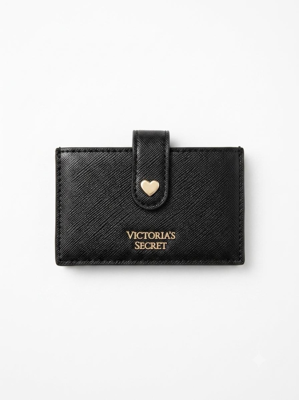 Victoria's Secret Black Card Case with Gold Heart Accent
